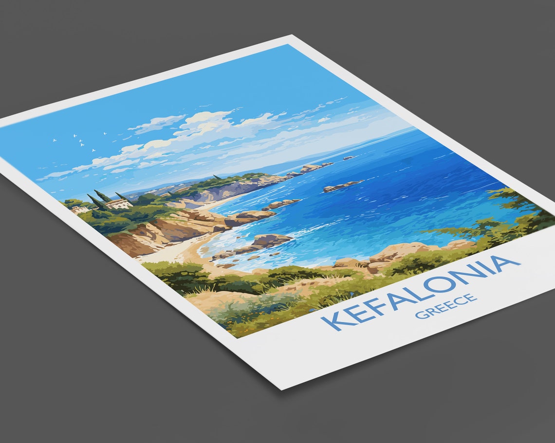 Kefalonia Rocky Coast Sandy Beach Greece Ionian Island Poster - Image 2