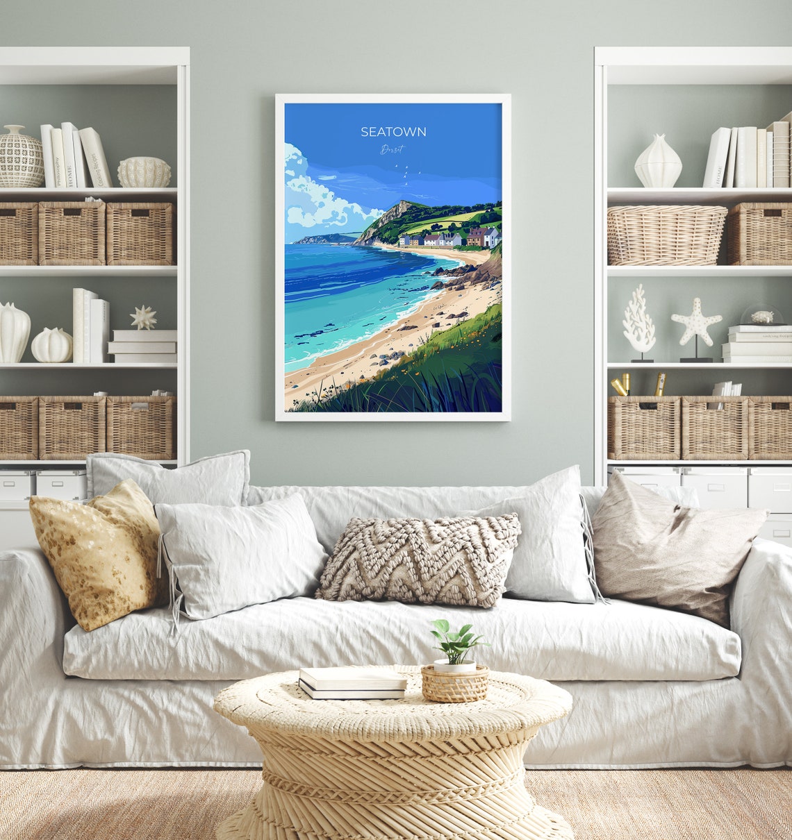 Seatown Dorset Sandy Beach Village Cliffs Coast England Travel Poster - Image 2
