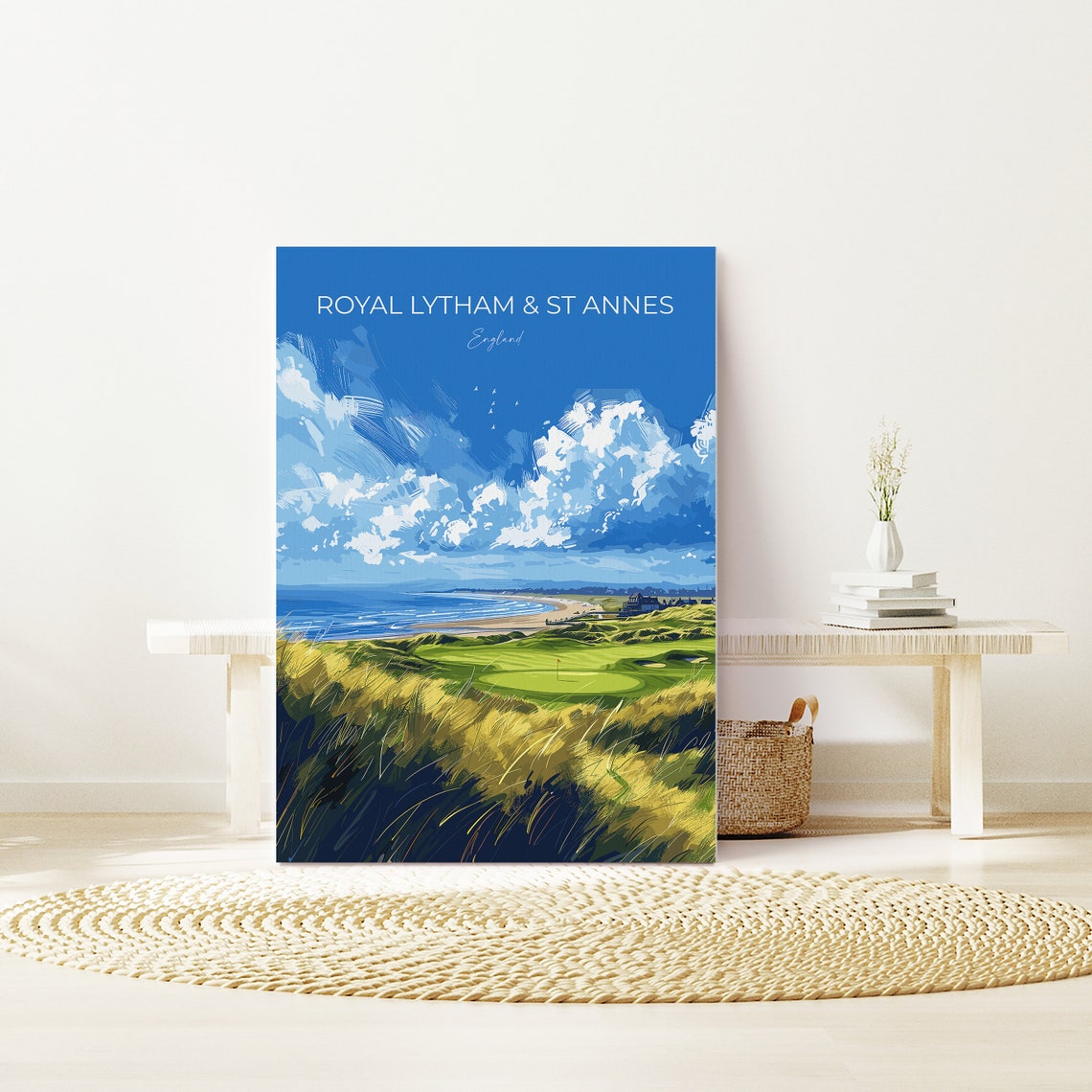 Royal Lytham & St Annes England Coastline Links Script Poster - Image 2