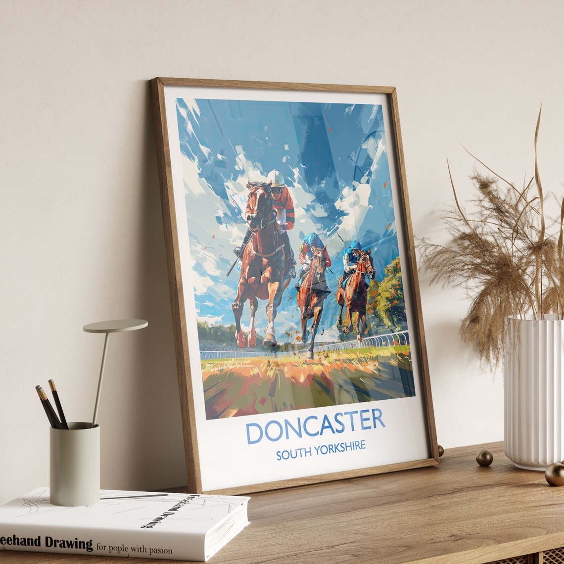 Doncaster South Yorkshire Horse Racing Jockeys Sport Travel Poster - Image 2