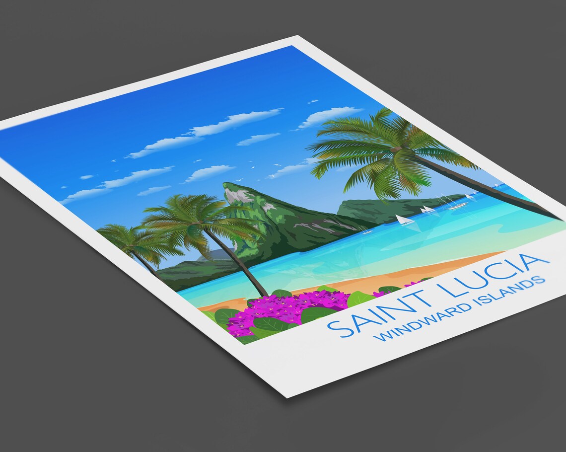 Saint Lucia Windward Islands Travel Poster - Image 2