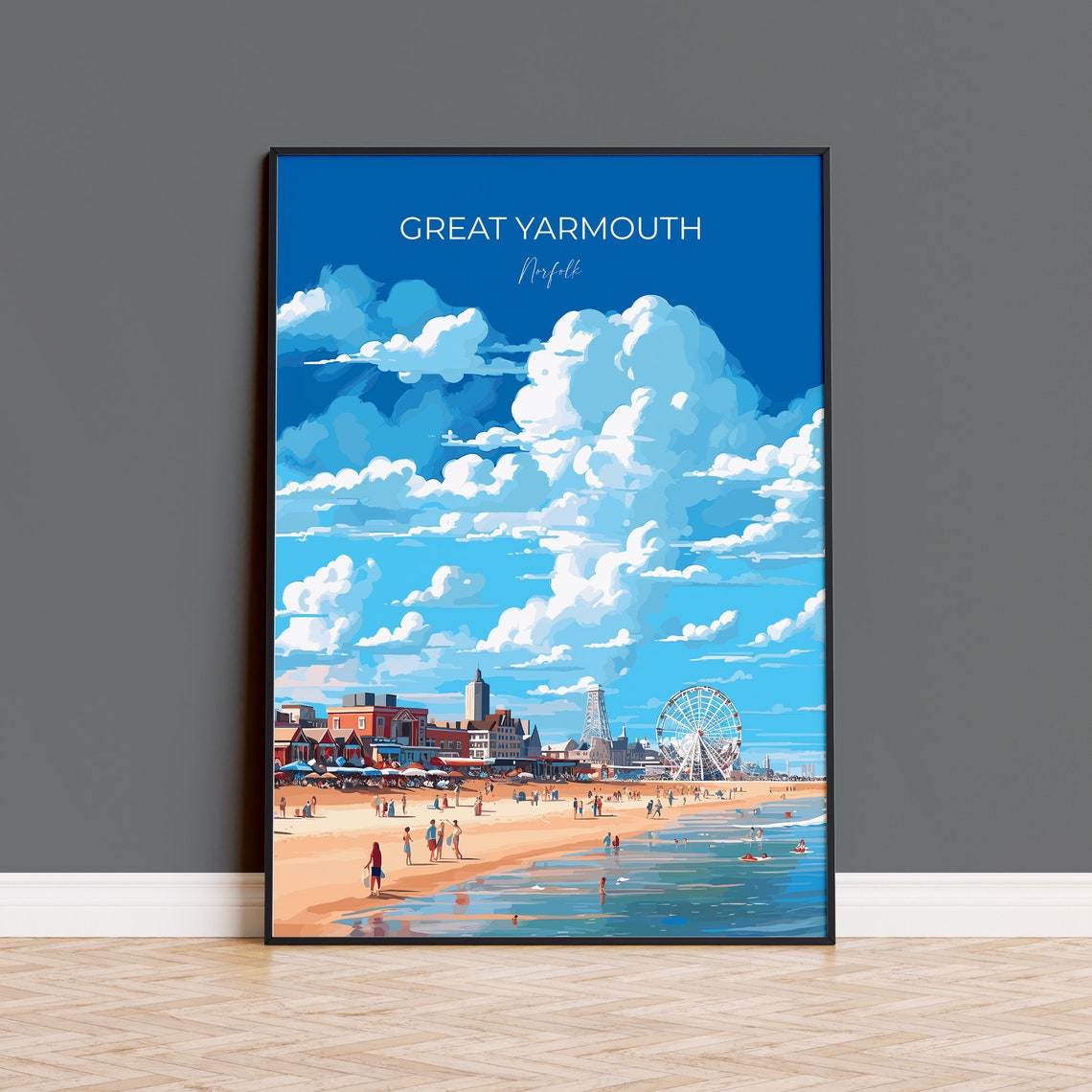 Great Yarmouth Travel Print Travel Poster Of Great Yarmouth Norfolk Gift England Norfolk Art Great Yarmouth Gift Wall Art Print