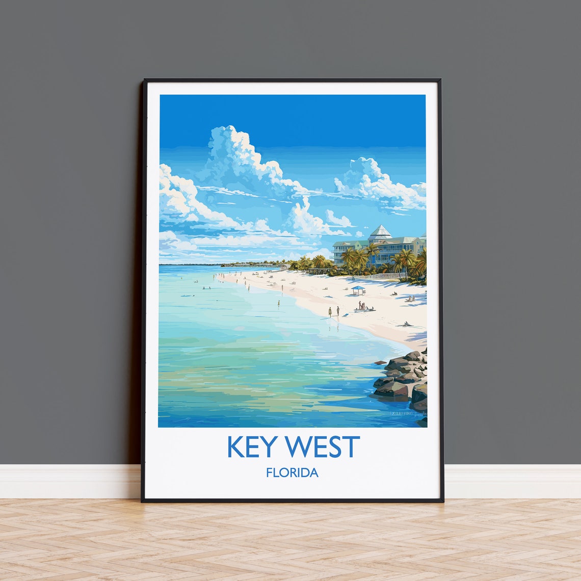 Key West Florida Tropical Beach Palms Resort Travel Poster Wall Decor