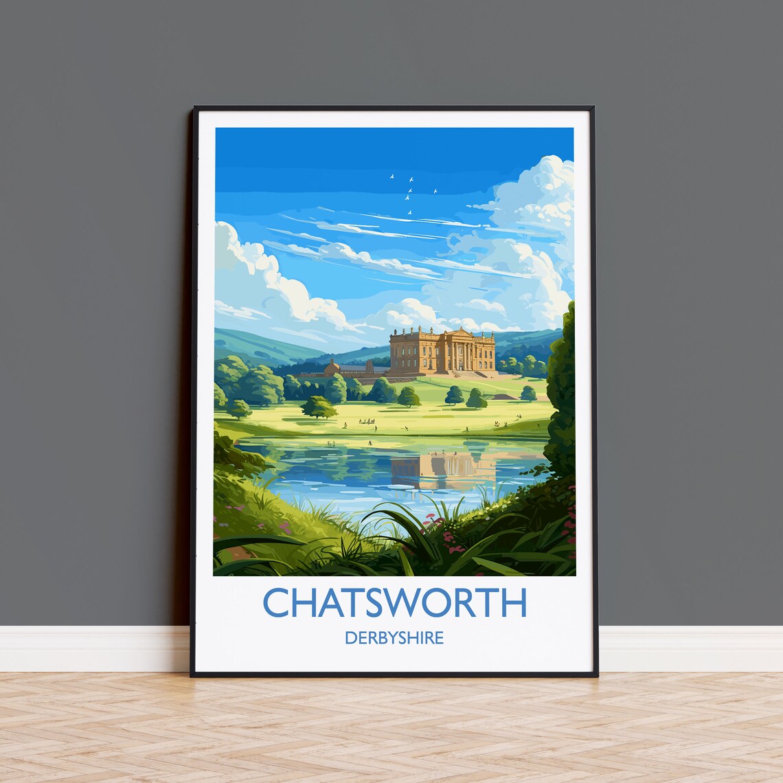 Chatsworth Travel Poster, English Countryside