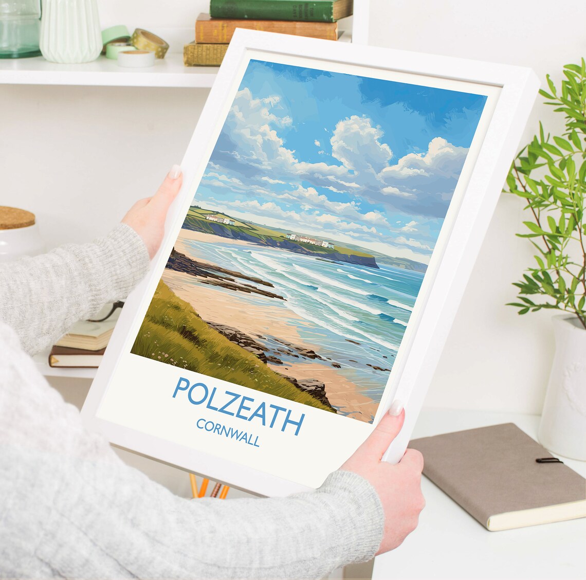 Polzeath Travel Poster, Cornwall England Art Print - Image 5