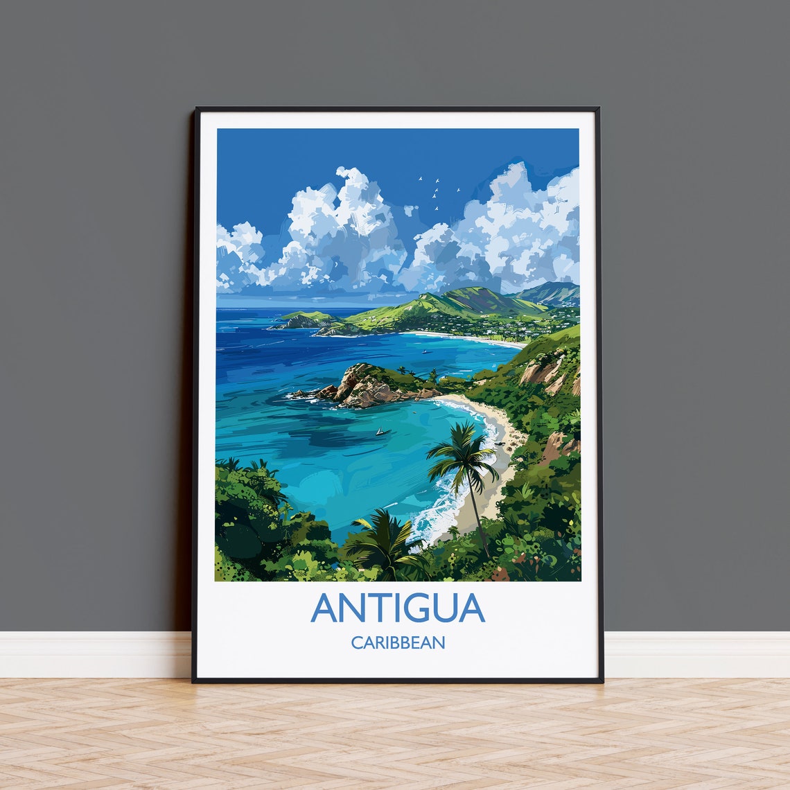 Antigua Travel Print Travel Poster Of Antigua Caribbean Antigua Art Lovers Gift Caribbean Gift Wall Art Print