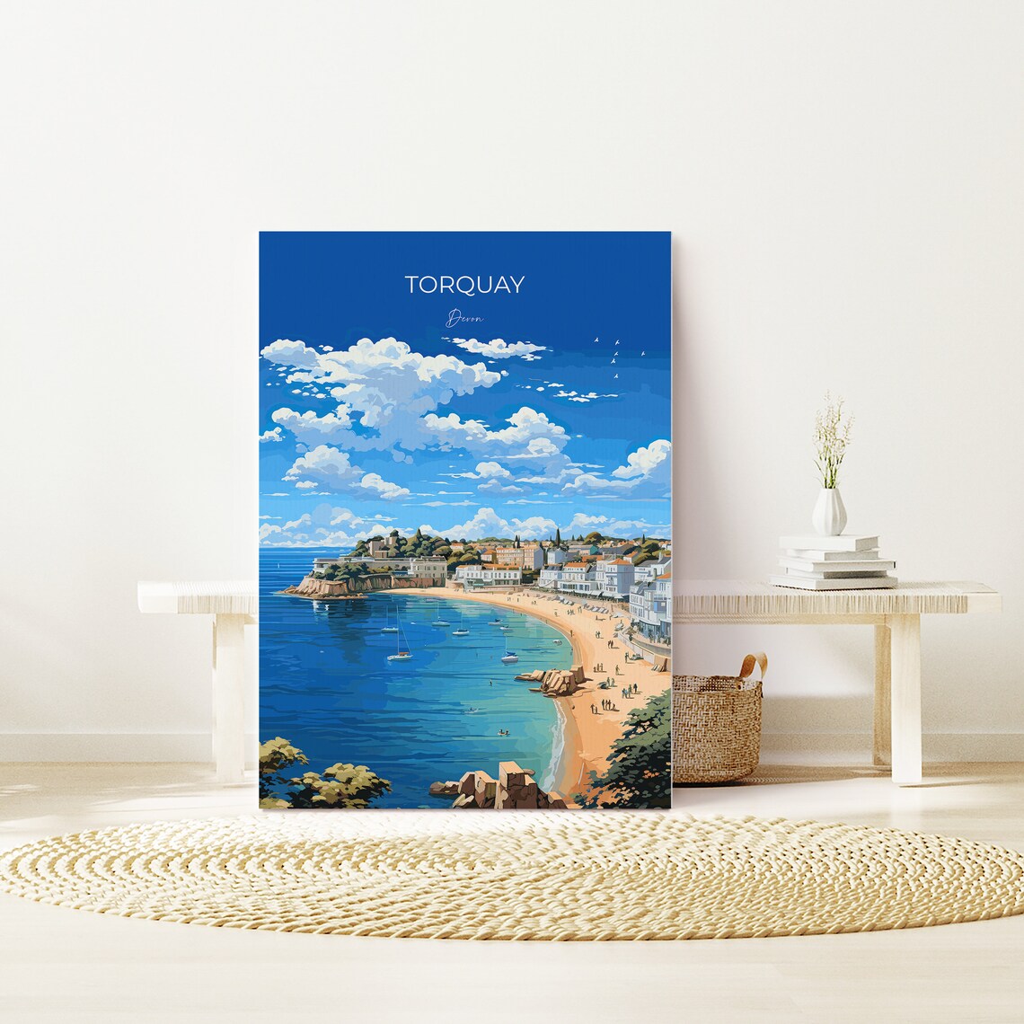 Torquay Devon Bay Beach Sailboats Coastal Resort Town Travel Poster - Image 2