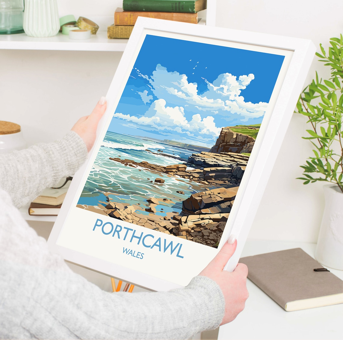 Porthcawl Wales Rocky Shore Sea Cliffs Vintage Travel Poster - Image 5