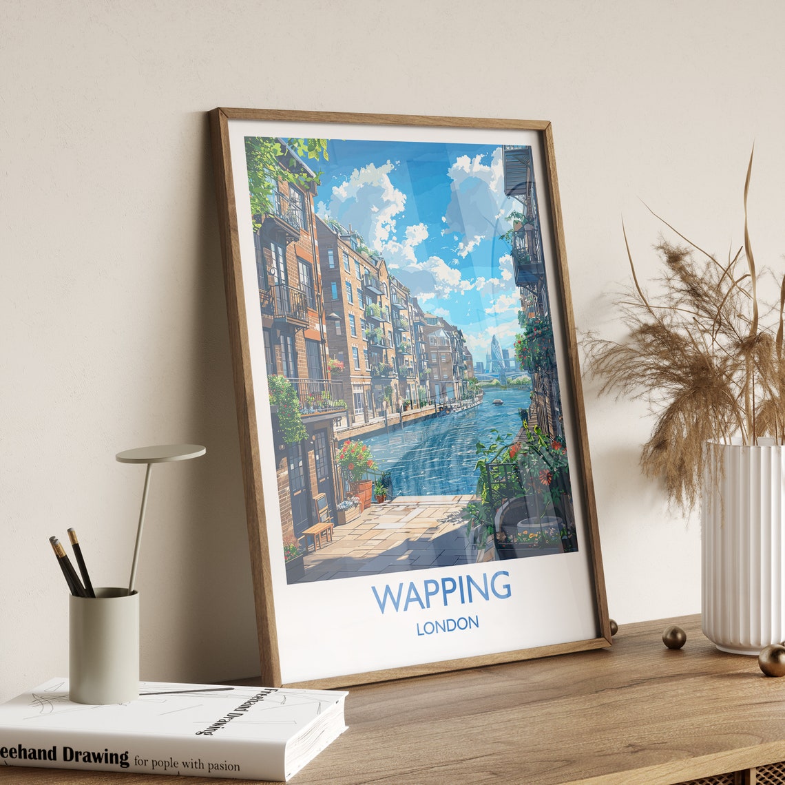 Wapping London Thames Riverside Walk Historic Wharfside Travel Poster - Image 2