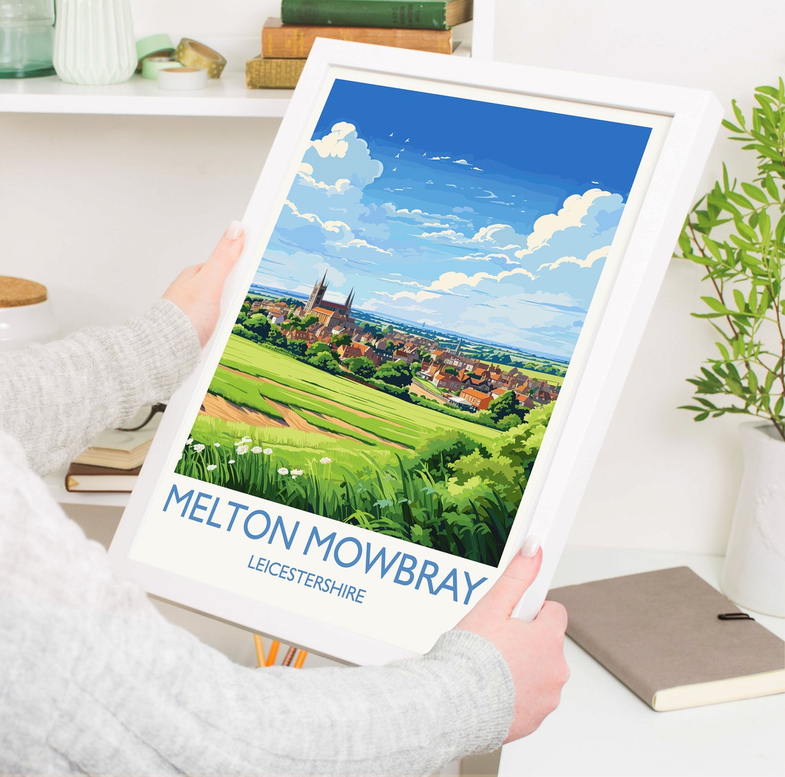 Melton Mowbray Leicestershire Church Spire Town View Travel Poster - Image 5
