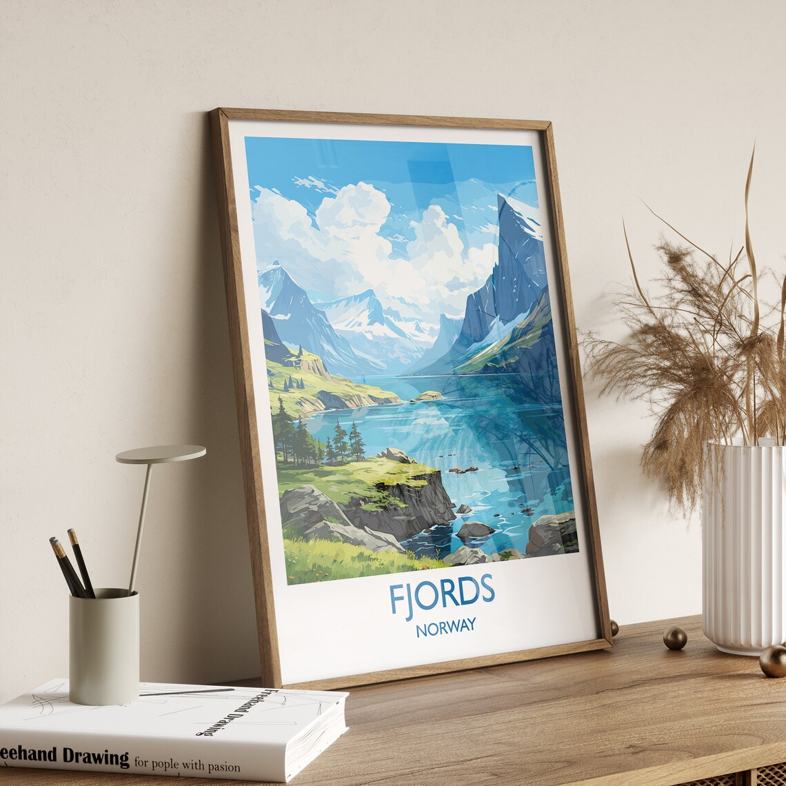 Fjords Norway Travel Poster, Europe Wall Art Print - Image 2
