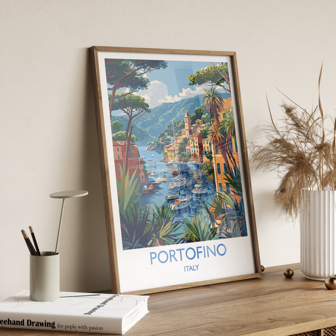 Portofino Travel Poster Wall Art Travel Print Of Portofino Portofino Art Lovers Gift Italy Italian Art Gift - Image 2