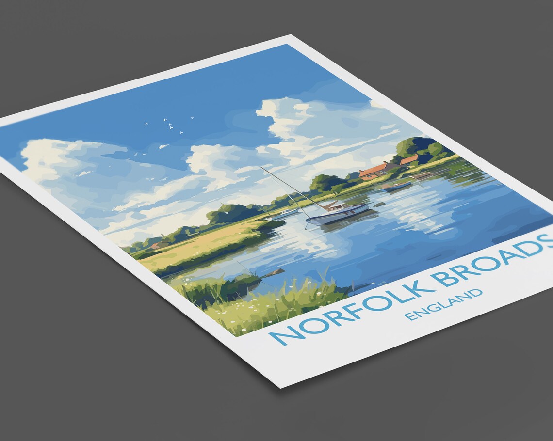 Norfolk Broads Travel Poster, England Art Print - Image 2