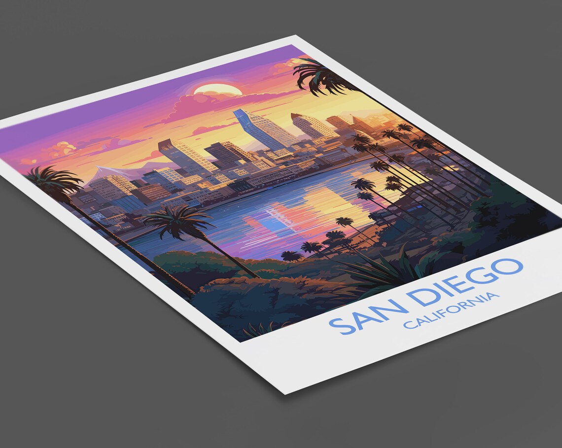 San Diego Sunset Skyline California Palm Bay Waterfront Poster - Image 2