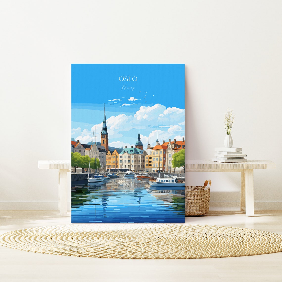 Oslo Harbour Sailboats Norway Waterfront Old City Scene Poster - Image 4