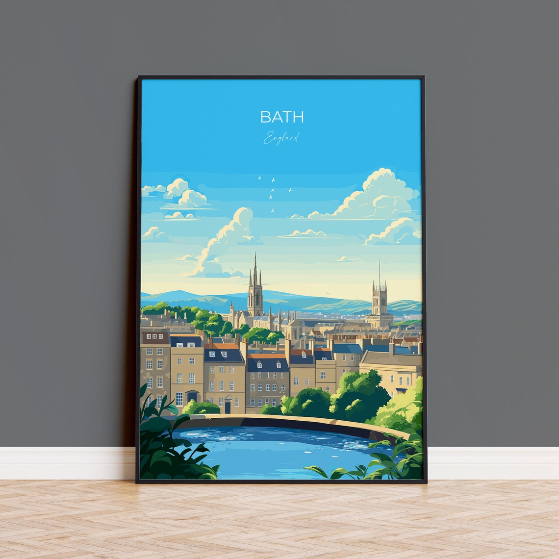 Bath England Historic Georgian City Abbey View Travel Poster