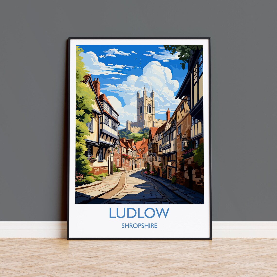 Ludlow Travel Poster, England Shropshire Art Print