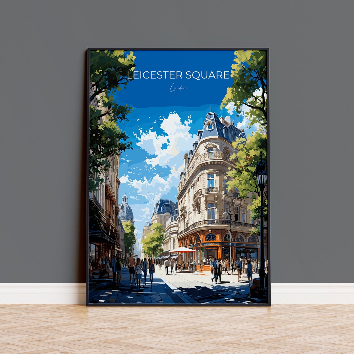 Leicester Square London Grand Corner Building Vintage Travel Poster