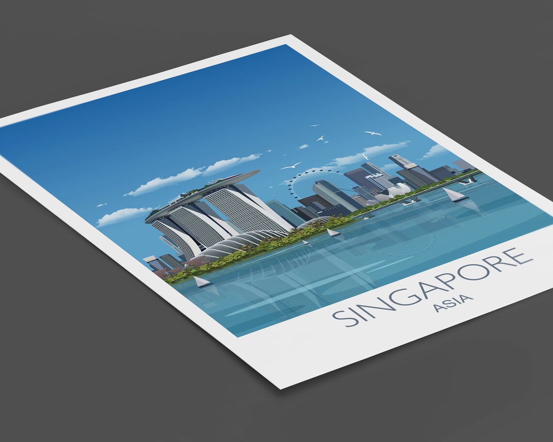 Singapore Travel Poster, Cityscape Art Print - Image 2