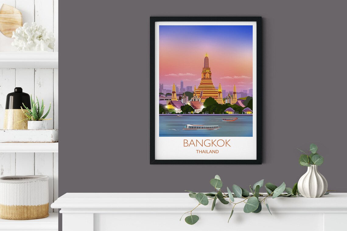 Bangkok Thailand Travel Poster, Cityscape Art Print - Image 4
