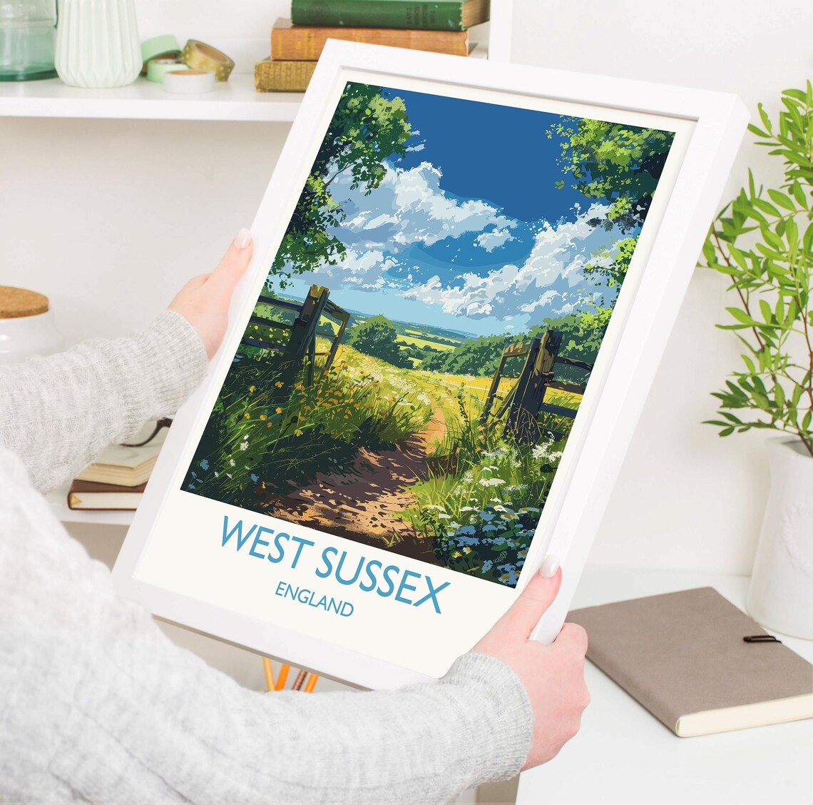 West Sussex Travel Poster, English Countryside Art Print - Image 3