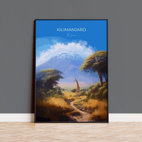 Mount Kilimanjaro Travel Poster, Tanzania Art Print