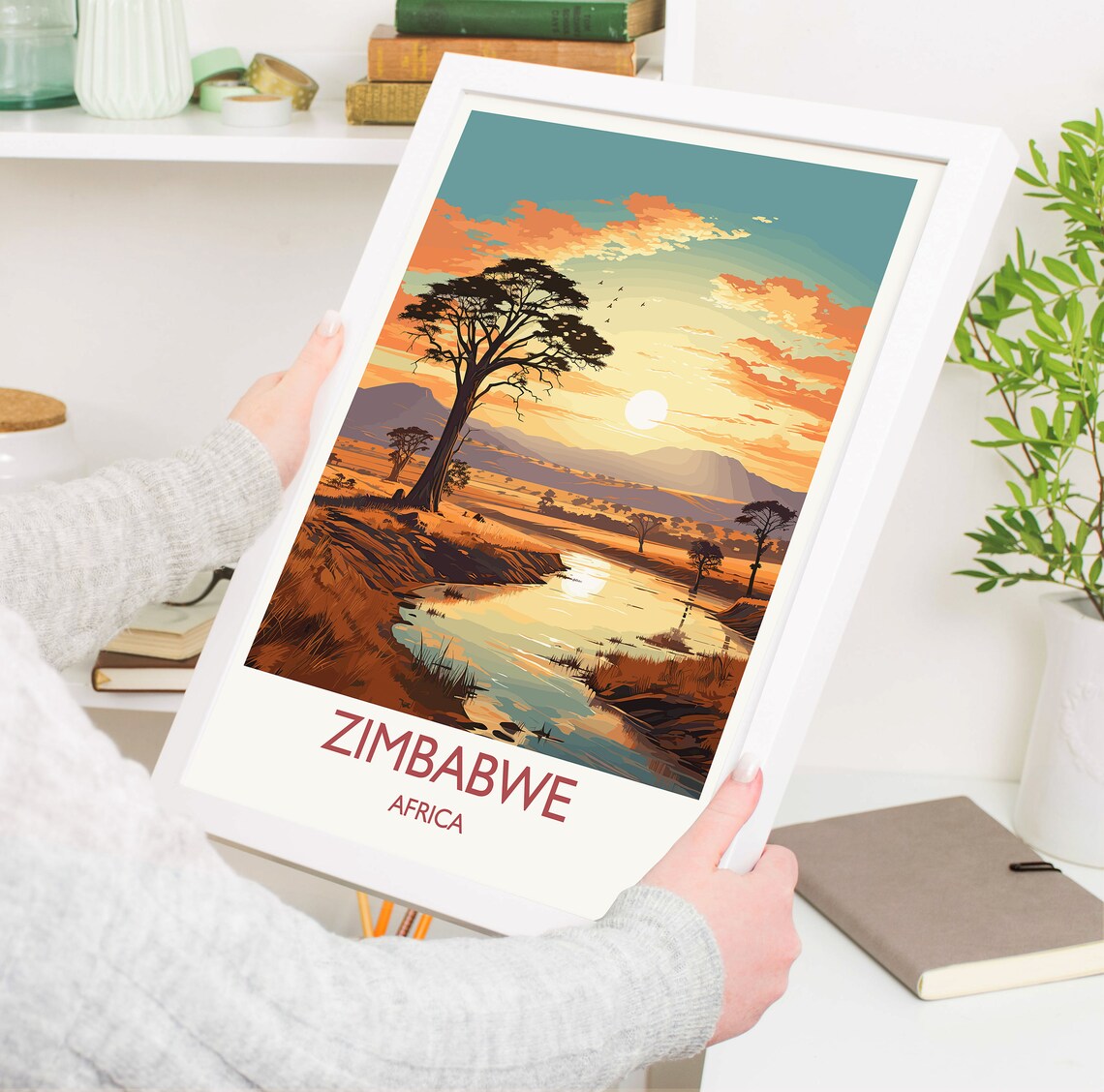 Zimbabwe Travel Poster, Sunset Africa Wall Art - Image 5