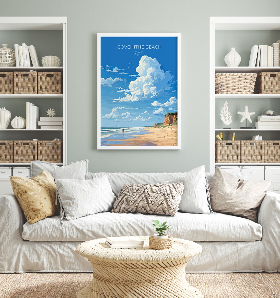Covehithe Beach Suffolk Dramatic Clouds Sandy Shore Travel Poster - Image 2