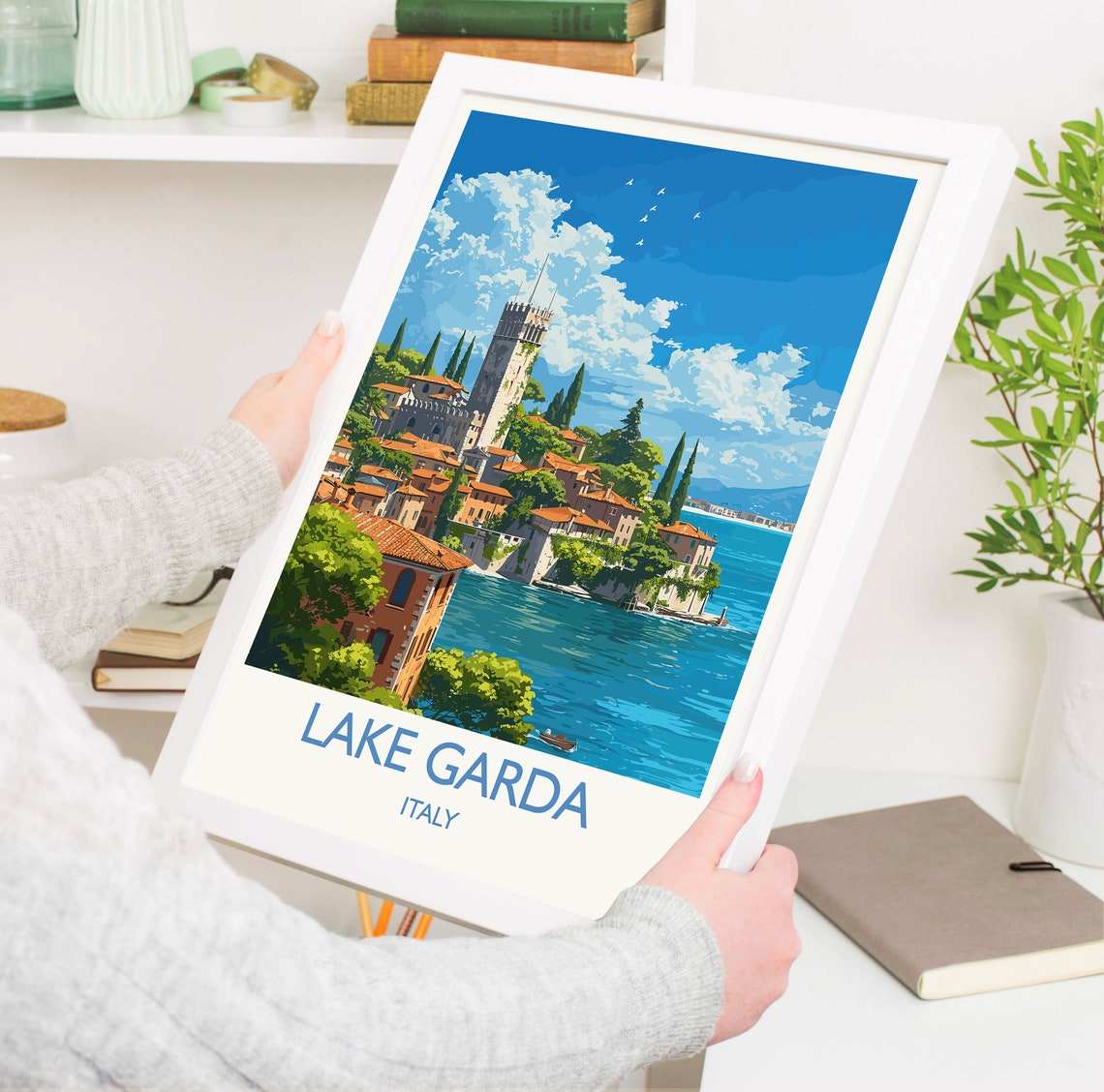 Lake Garda Italy Castle Hill Lakeside Town Vintage Travel Poster - Image 5