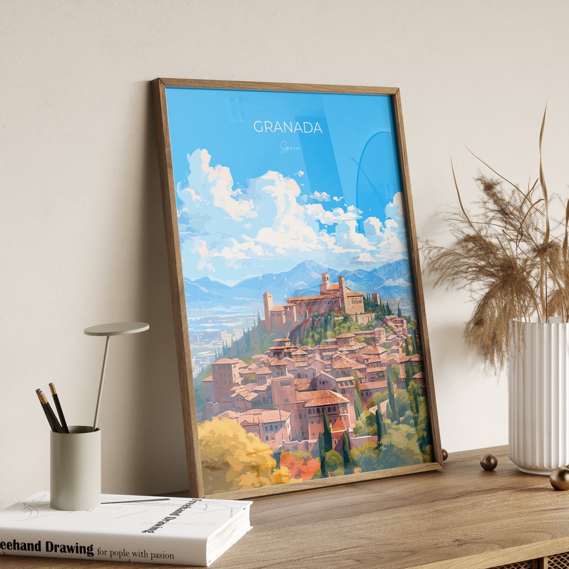 Granada Spain Hilltop Palace Sierra Nevada Travel Poster Wall Decor - Image 2