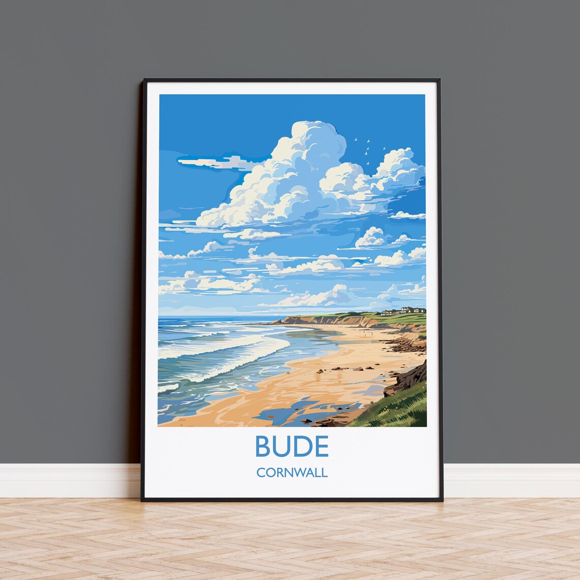 Bude Travel Poster, Cornwall England Art Print