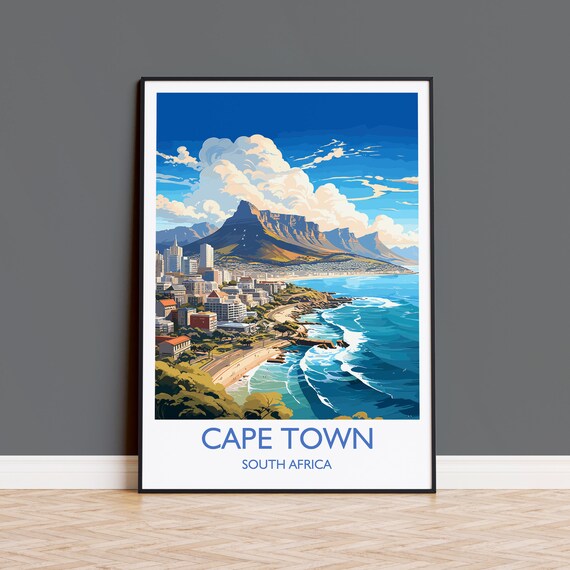 Cape Town Travel Print Travel Poster Of Cape Town Cape Town Art Lovers Gift South Africa Gift Wall Art Print
