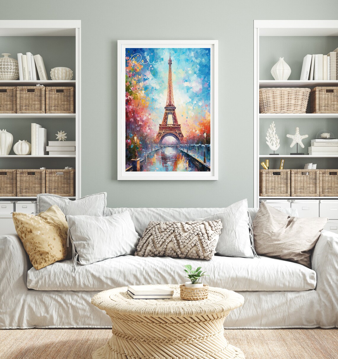 Eiffel Tower Impressionist Painting Paris France Oil Style Poster - Image 2