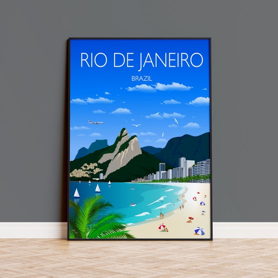 Travel Poster Of Rio De Janeiro Travel Print Of Rio De Janeiro Brazil Travel Poster Rio Print
