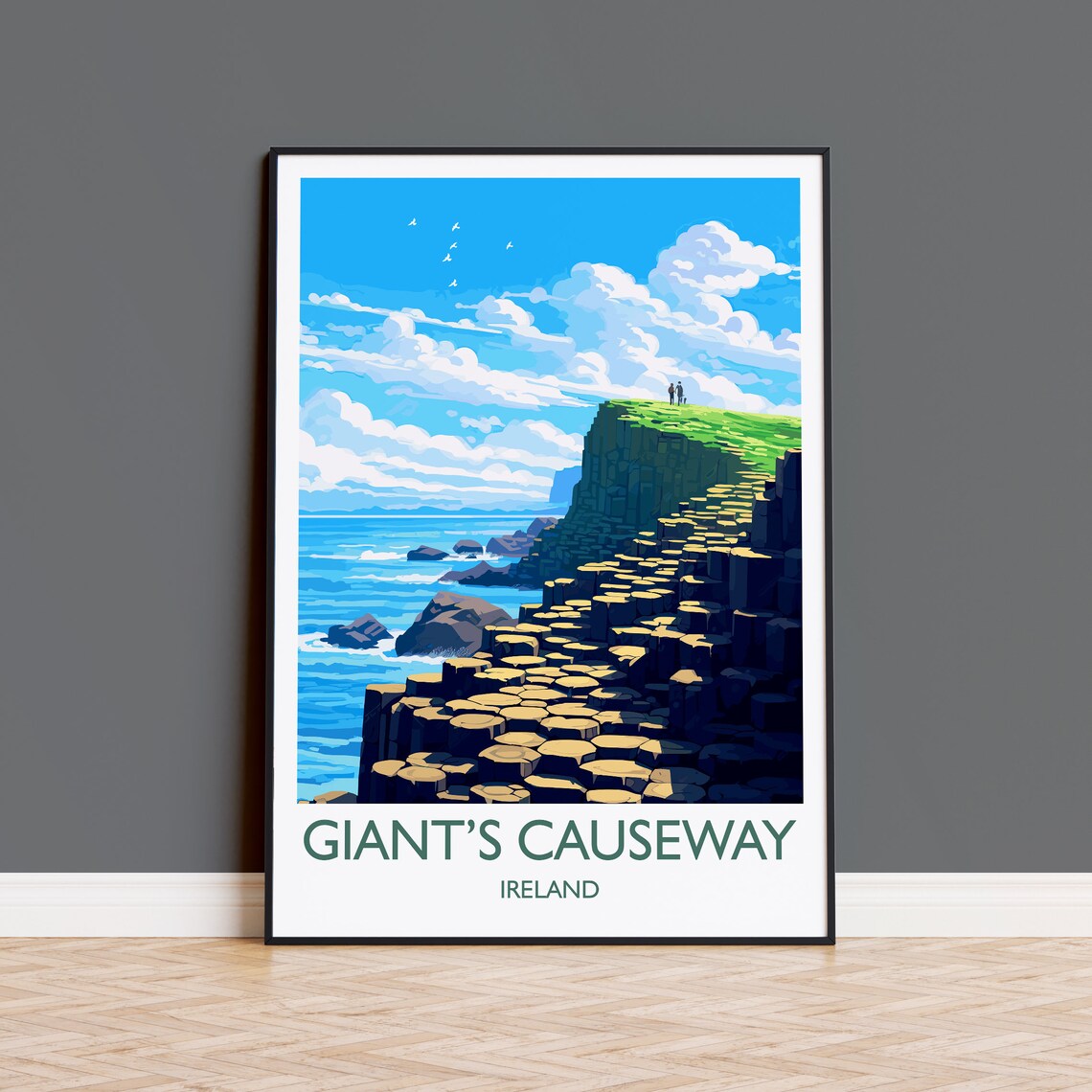 Giants Causeway Travel Print Travel Poster Of Giants Causeway Ireland Giants Causeway Gift Ireland Gift Wall Art Print