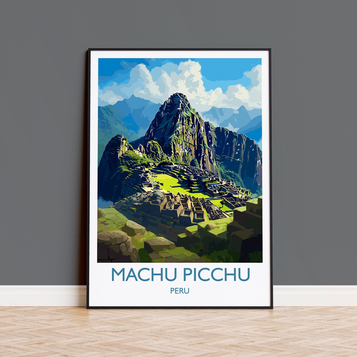 Machu Picchu Travel Poster, South America Art Print