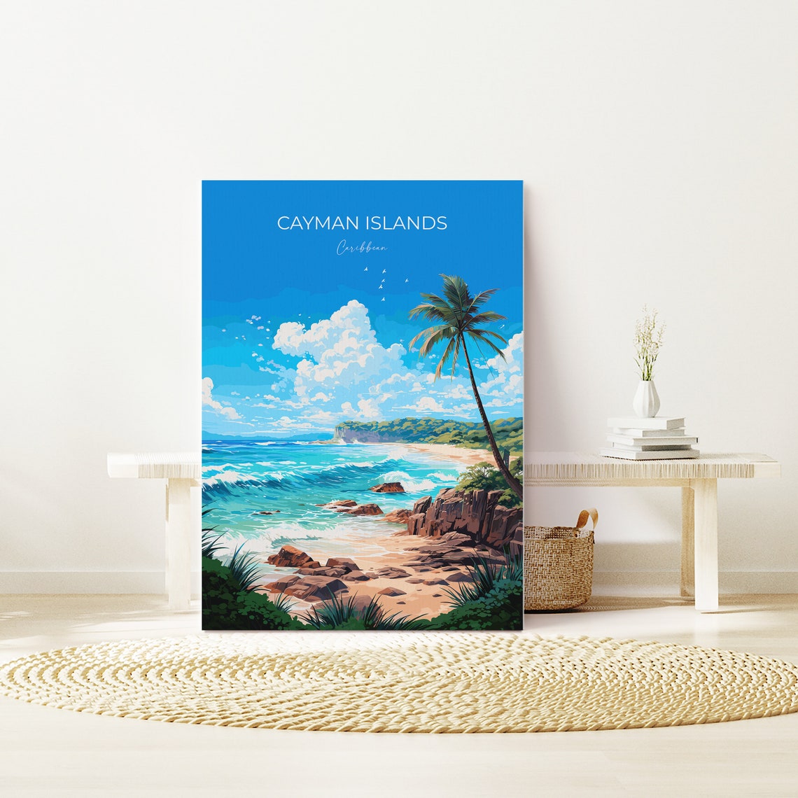 Cayman Islands Caribbean Turquoise Beach Vintage Travel Poster - Image 2