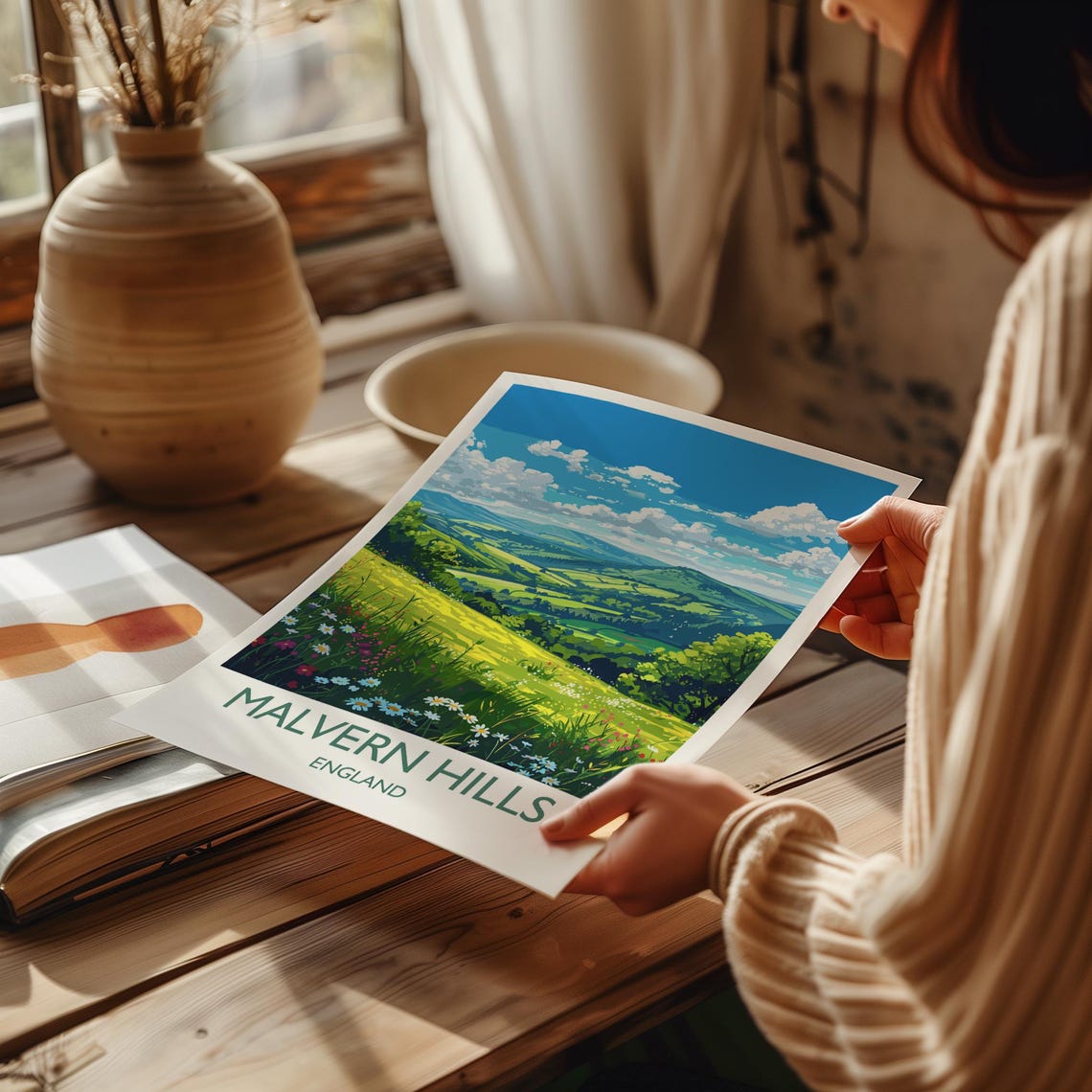 Malvern Hills Countryside Travel Poster With White Border Art - Image 2