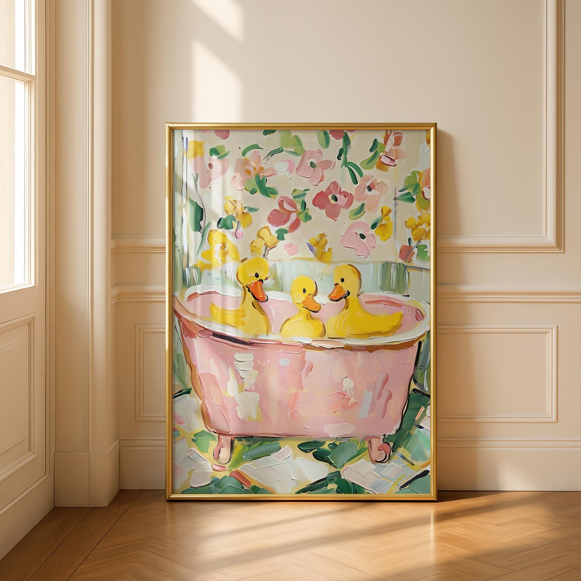 Cute Bathroom Ducks Funny Home Decor Art Print