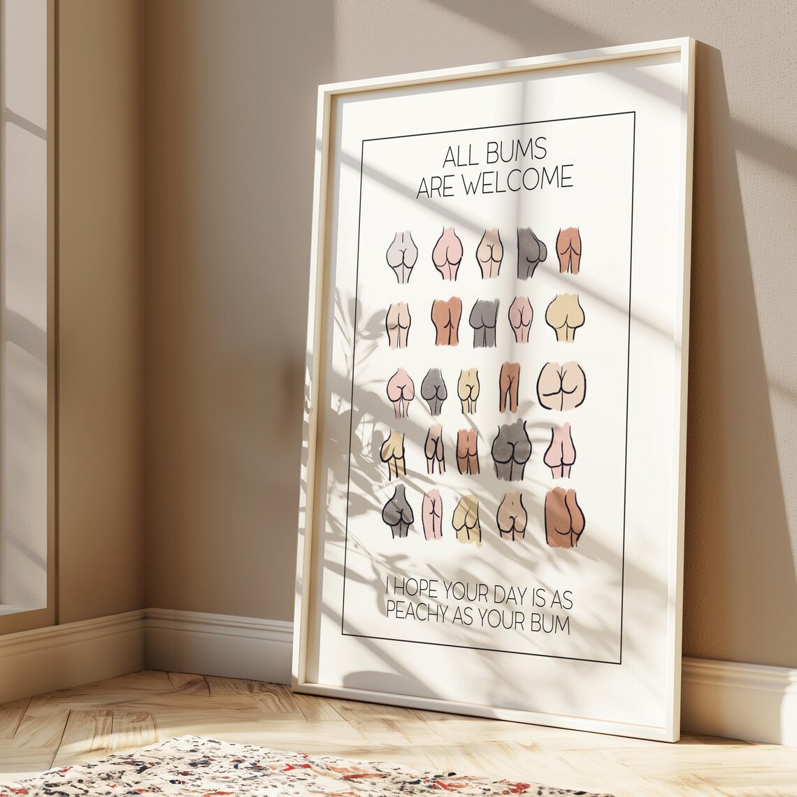 Funny Bathroom Bum Wall Art Print, Bathroom Decor