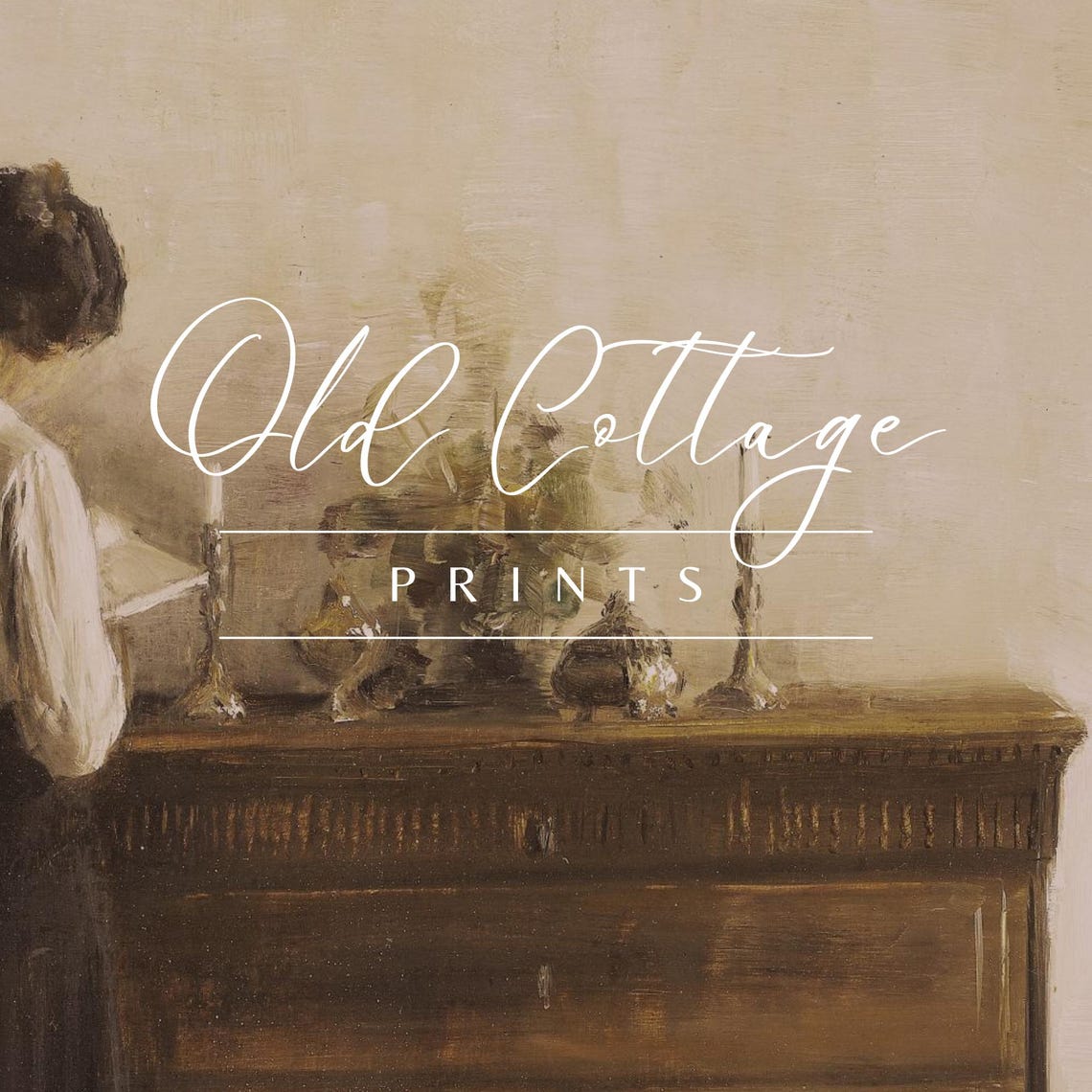 Woman Reading A Letter At Antique Wooden Dresser Vintage Style Poster - Image 2