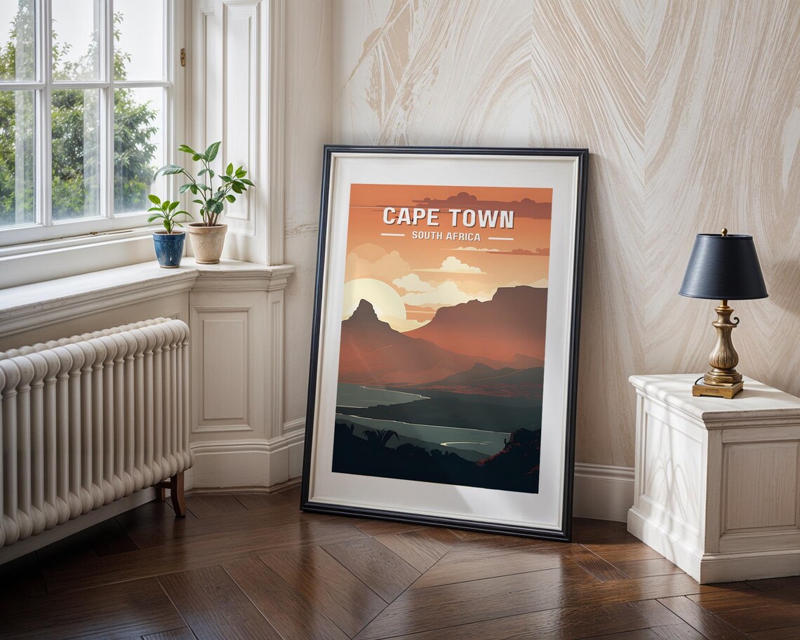 Vintage Cape Town Travel Poster, South Africa Cityscape - Image 4