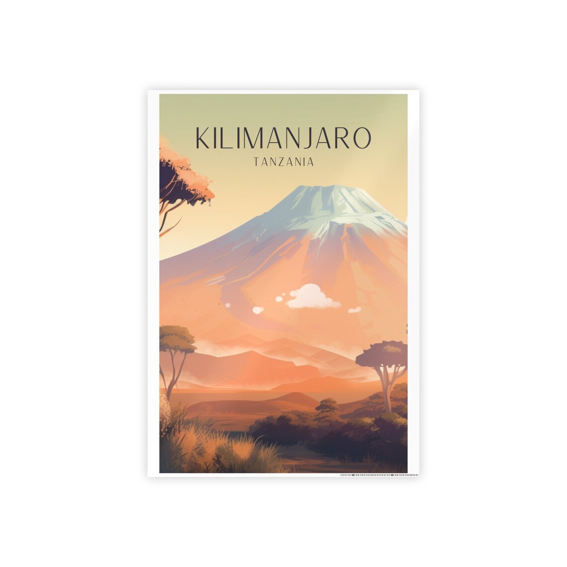 Kilimanjaro Art Deco Travel Poster, Tanzania