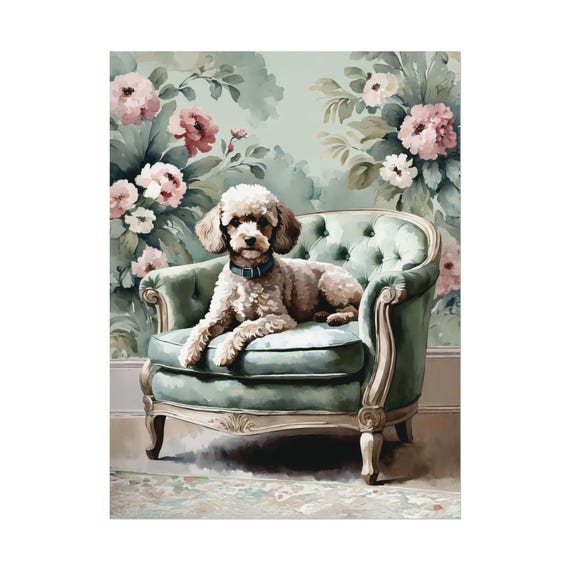 Toy Poodle Art Print Sage Green Wall Cute Dog Lover Poster Gift Watercolor Painting