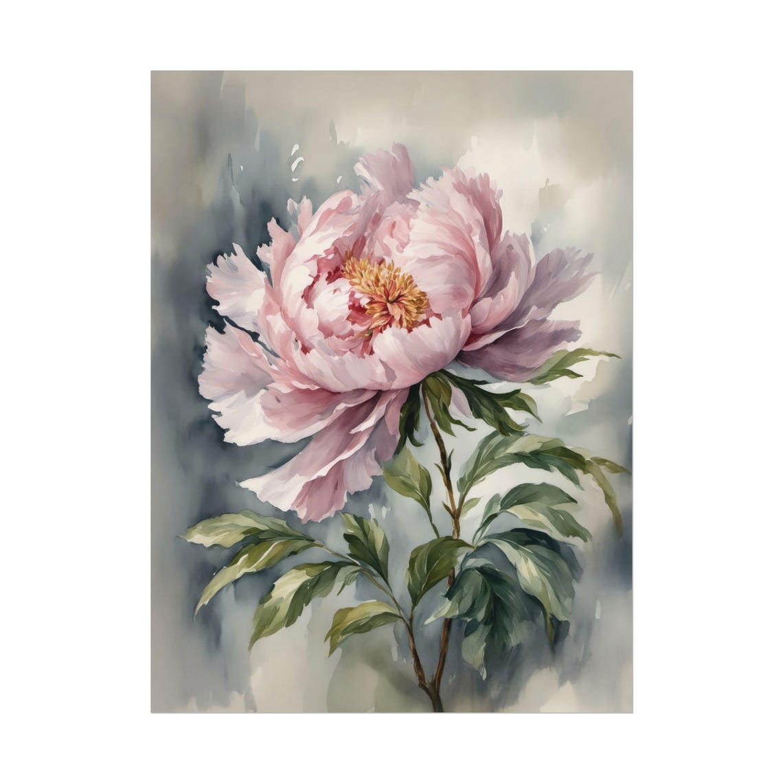 Blush Pink Peony Watercolor Bloom Botanical Floral Art Poster