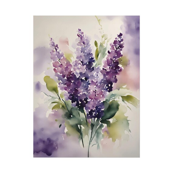 Purple Lilac Watercolor Bouquet Soft Blooming Floral Spring Poster