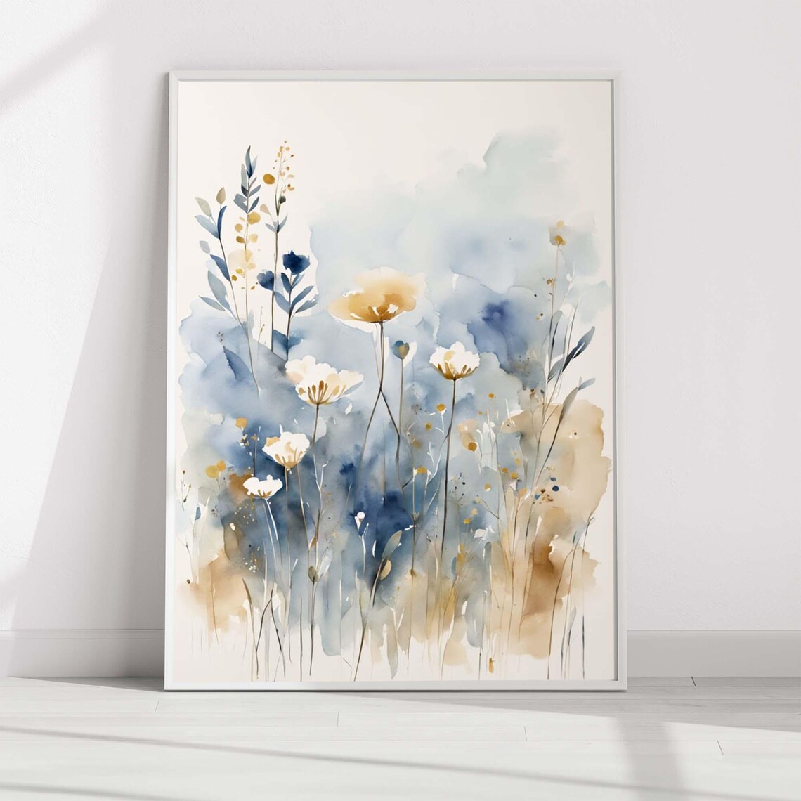 Santorini Wildflowers Abstract Floral Watercolor Print