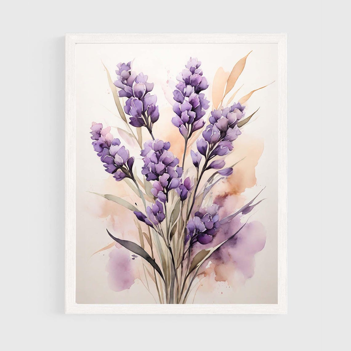 Purple Lavender Watercolor Botanical Floral Bouquet Art Poster