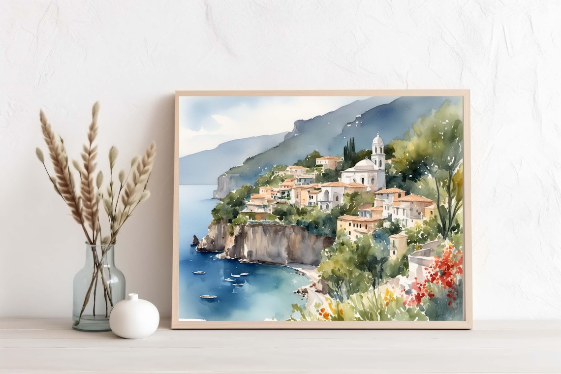 Ravello Amalfi Coast Watercolor Travel Poster