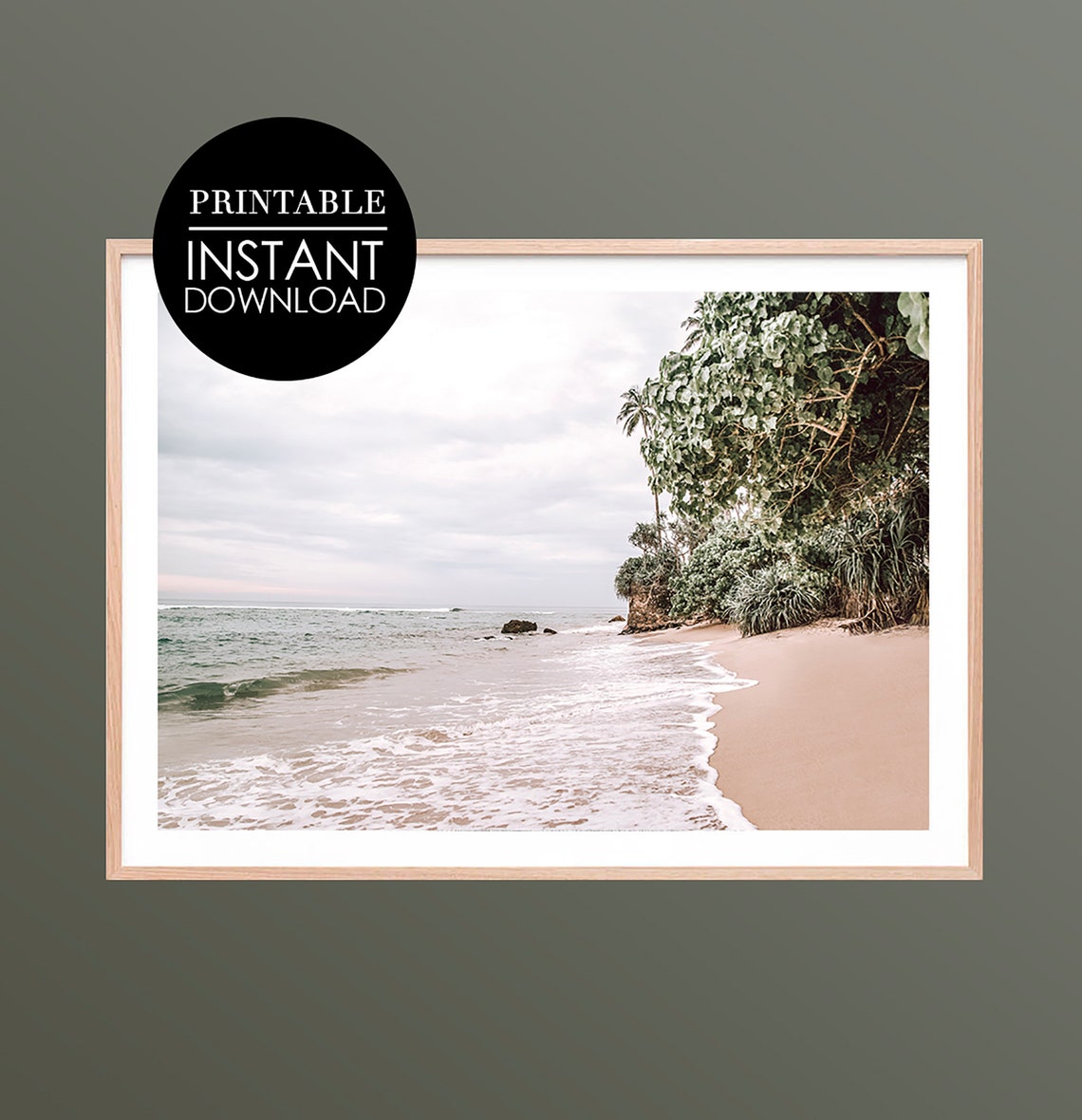 Tropical Beach Ocean Shoreline Palm Trees Coastal Photo Poster